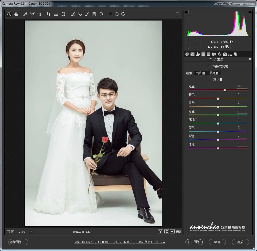 Photoshop调出室内婚纱照片韩式艺术效果