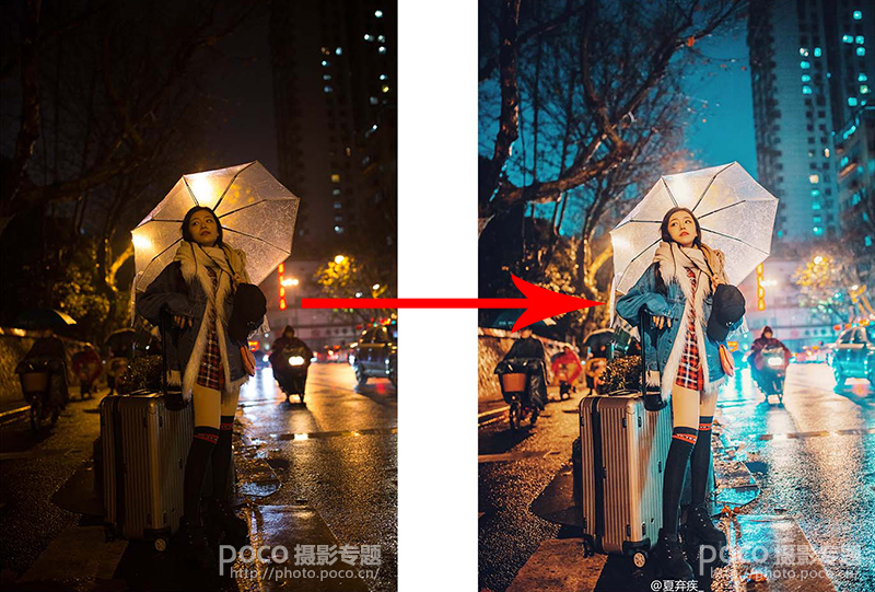Photoshop给夜景曝光不足的人像照片调亮,PS教程,
