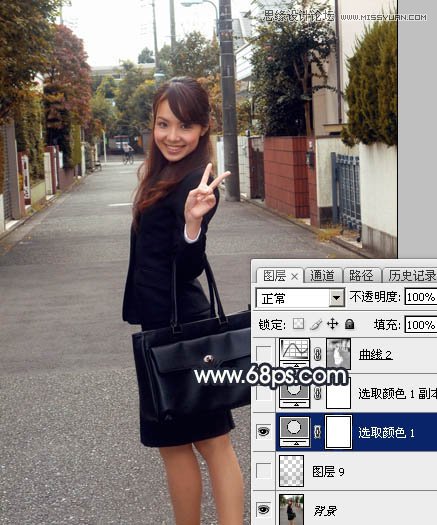 Photoshop给街边美女照片添加日系黄昏效果图