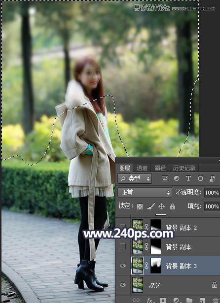Photoshop调出外景美女暗紫色逆光效果图