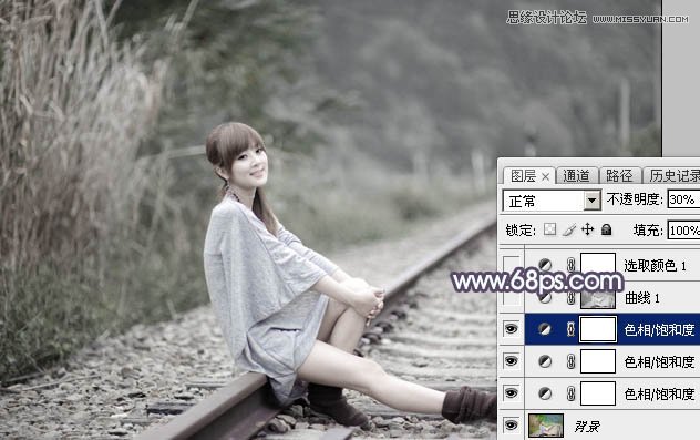Photoshop调色调出冷色艺术效果的美女照片