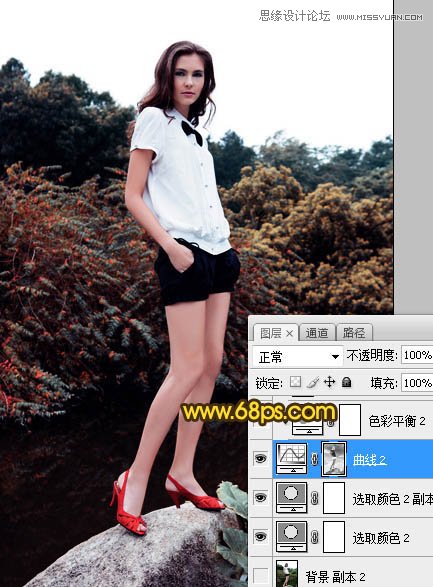 Photoshop制作黄昏色美景效果的外景人像照片