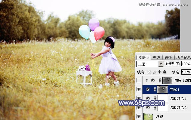 Photoshop调出儿童照片梦幻紫色效果