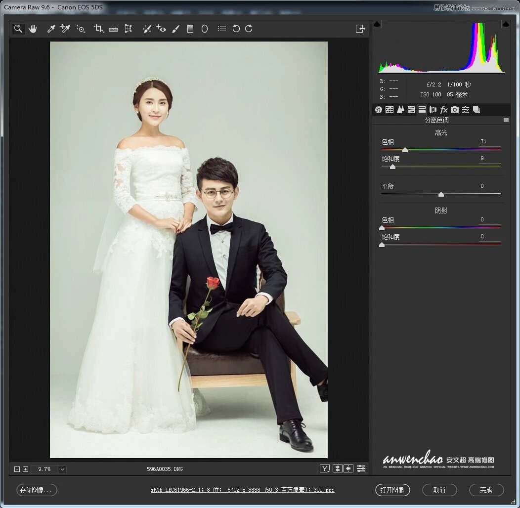 Photoshop调出室内婚纱照片韩式艺术效果