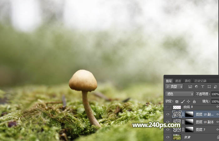 Photoshop合成坐在蘑菇上的小天使场景图片