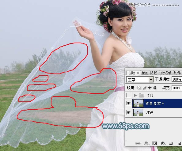 巧用Photoshop通道抠出外景透明的婚纱教程