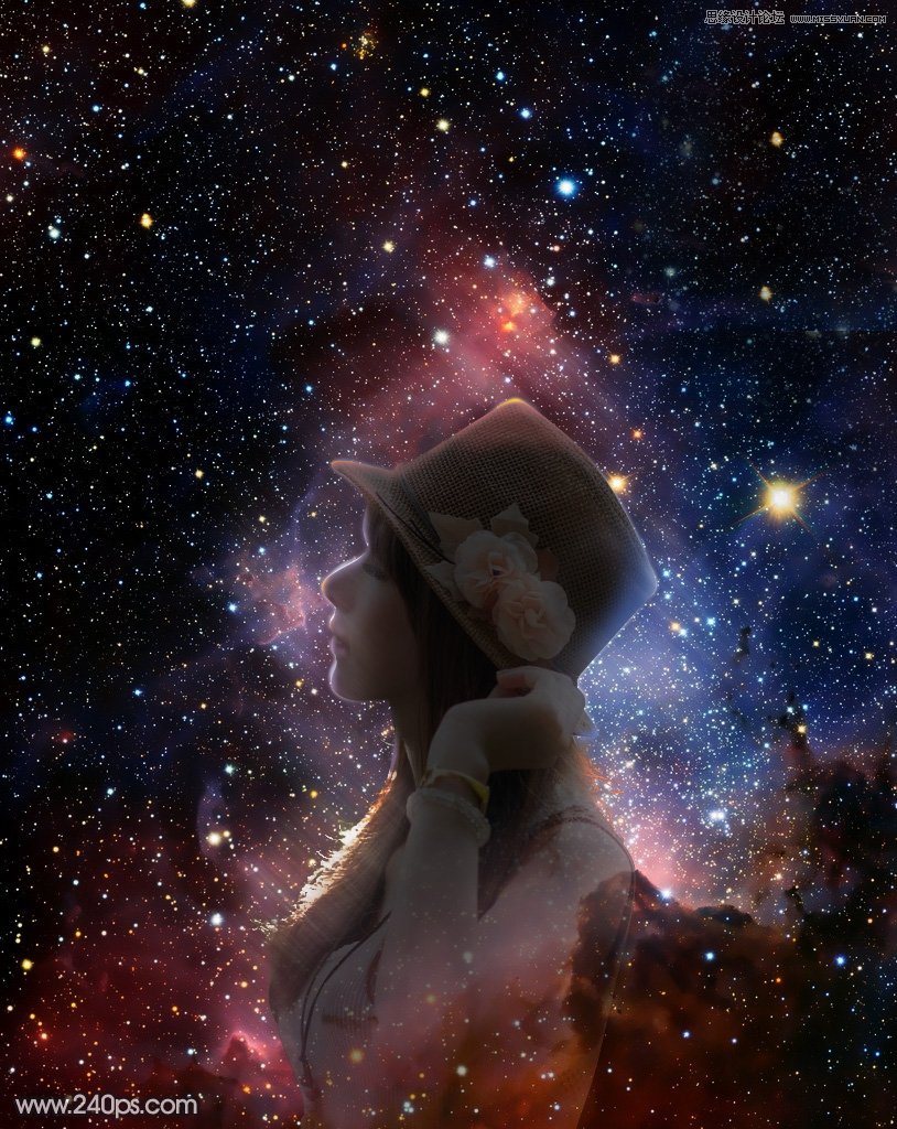 photoshop合成创意风格的星空人像效果图片教程