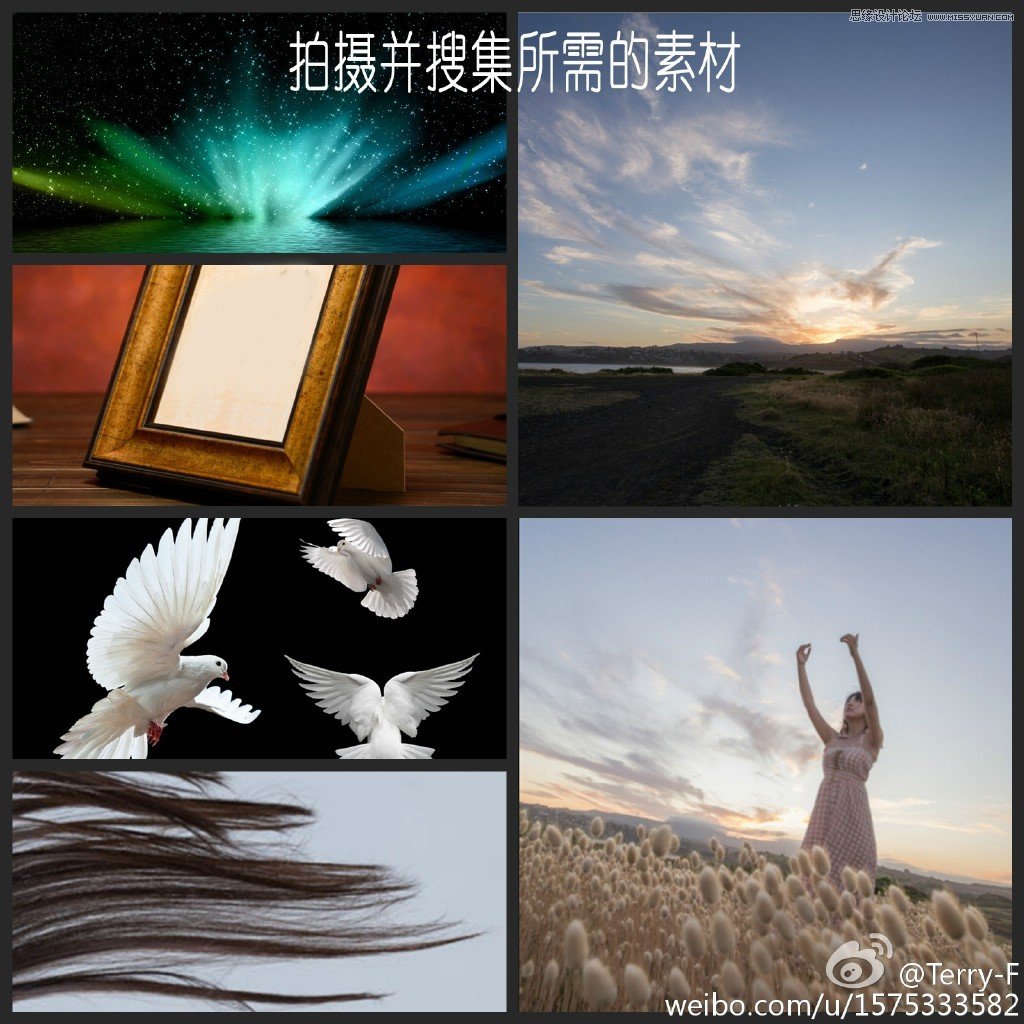 Photoshop创意合成拿着相框放生的少女场景