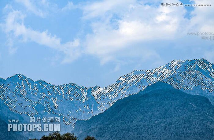 Photoshop给山峰添加逼真雪景效果实例教程