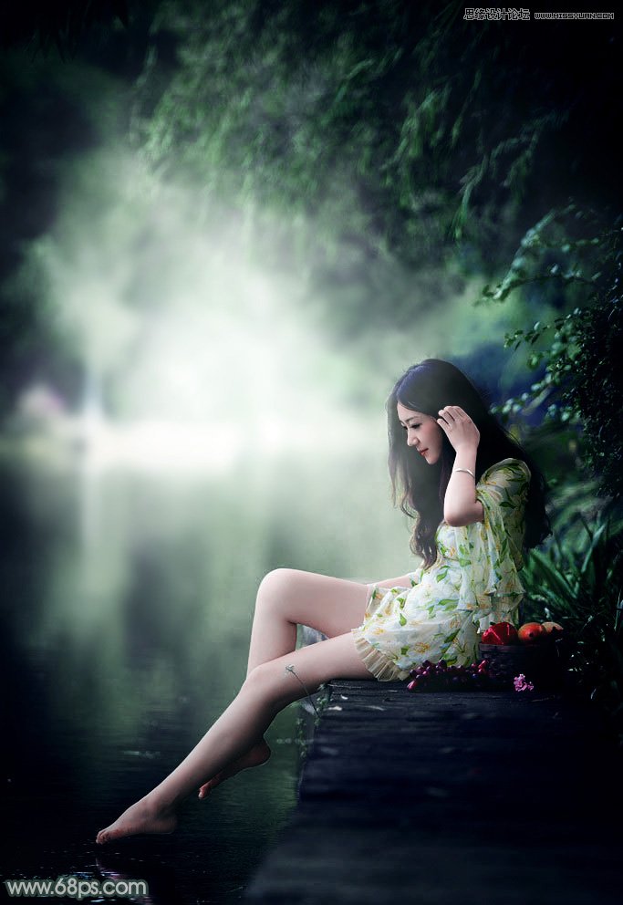 photoshop调出外景人像绿色LOMO艺术效果
