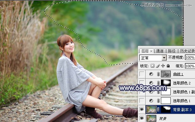 Photoshop调色调出甜美清新效果的美女照片
