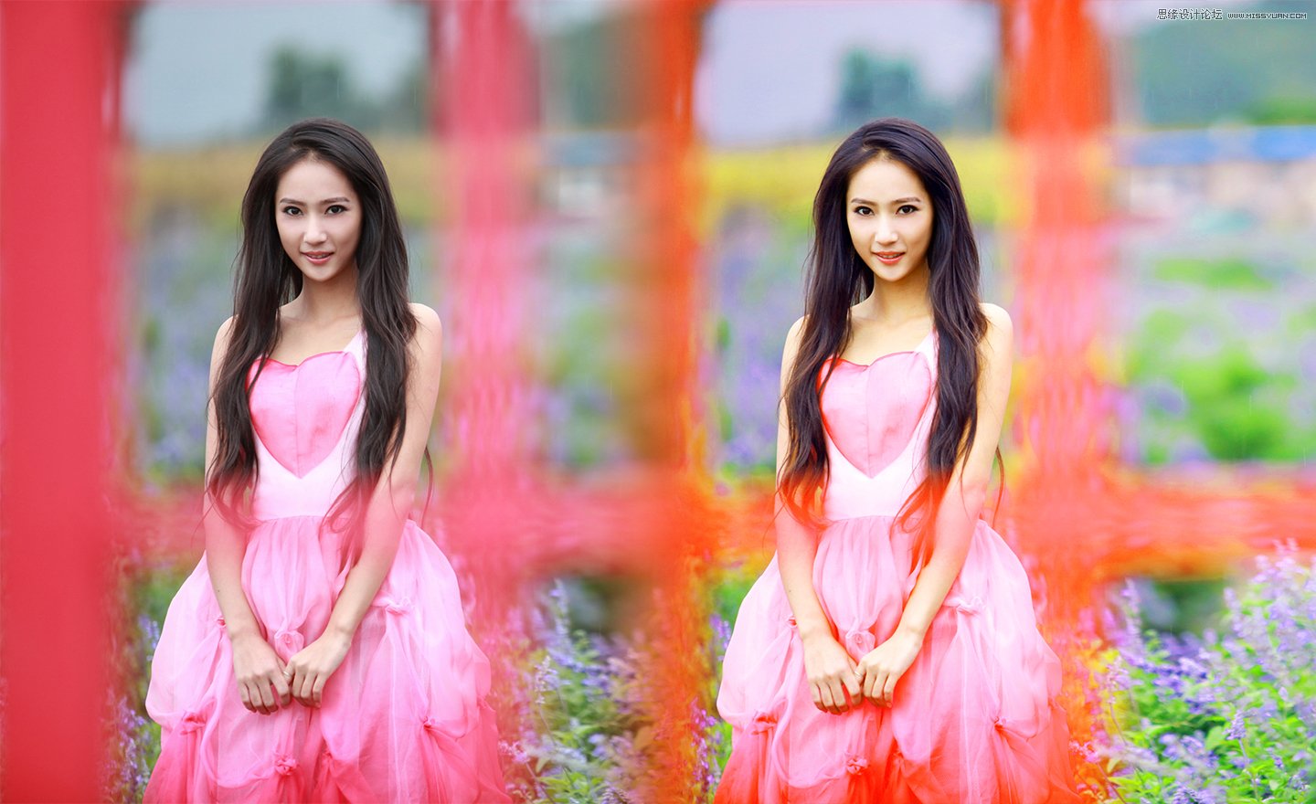 photoshop调出清新通透肤色效果的花园女孩照片