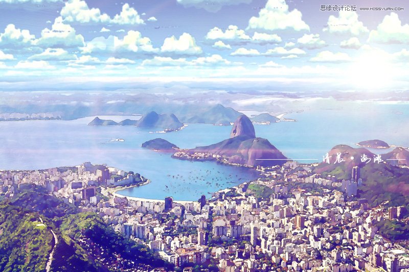 photoshop巧用滤镜把风景照片变成插画效果
