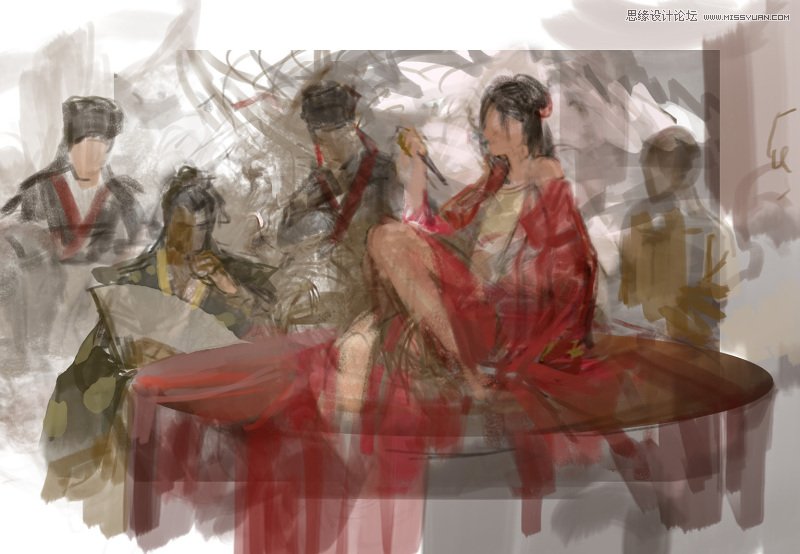 Photoshop绘制古装美女以死相逼的场景效果