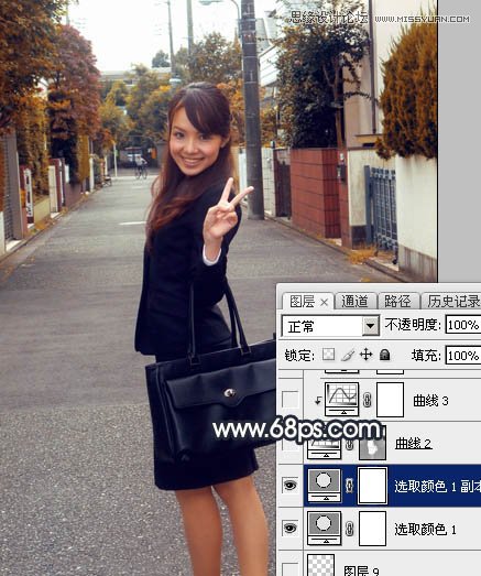 Photoshop给街边美女照片添加日系黄昏效果图