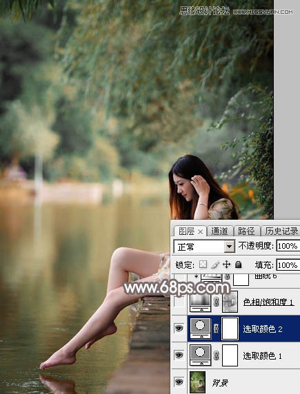 Photoshop调出红褐色艺术效果的河边女孩