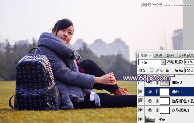 Photoshop给外景照片添加唯美的黄昏景色