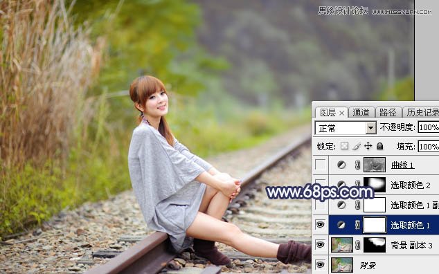 Photoshop调色调出甜美清新效果的美女照片