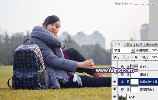 Photoshop给外景照片添加唯美的黄昏景色