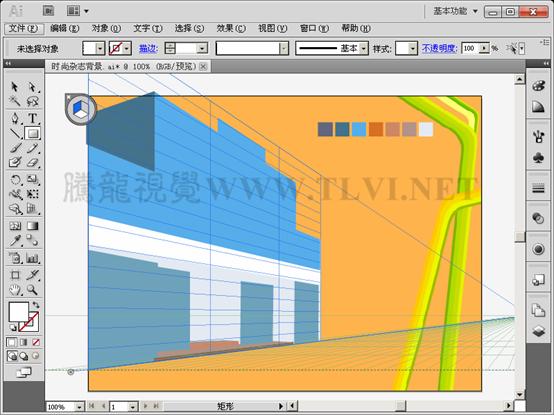 Illustrator CS5透视网格绘制街区效果图,PS教程,
