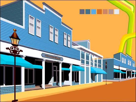 <a href=/design/illustrator/ target=_blank class=infotextkey>Illustrator</a> CS5透视网格绘制街区效果图,PS教程,